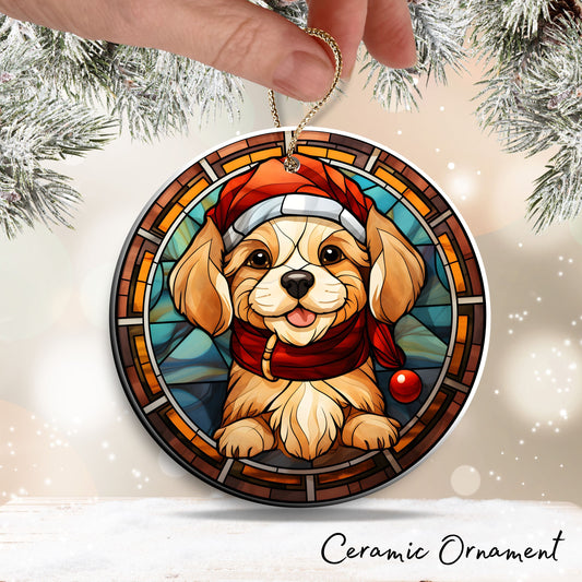 Stained Glass Farmhouse Christmas Animal Ceramic Ornament 71-15