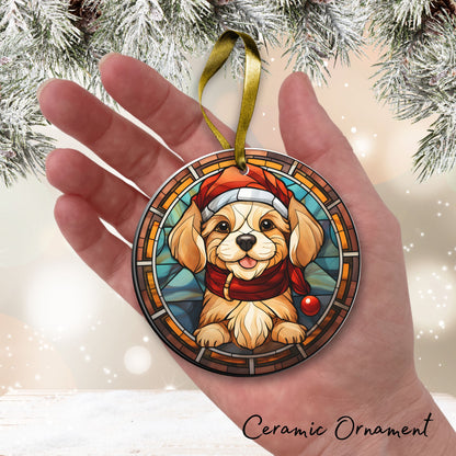 Stained Glass Farmhouse Christmas Animal Ceramic Ornament 71-15