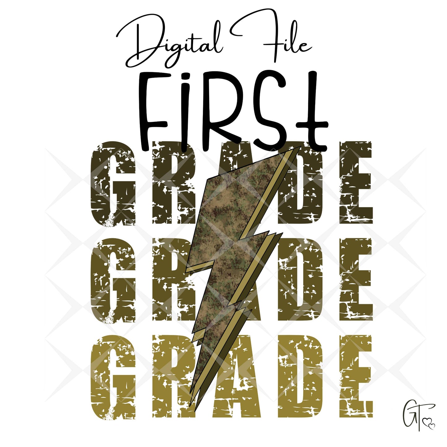 Camo Guard Lightening Bolt Back to School Digital File