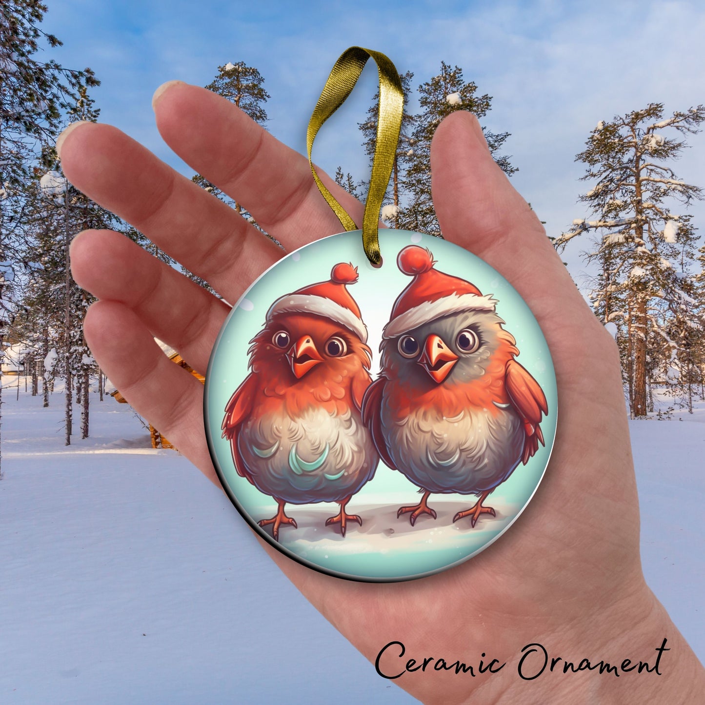 Funny Bird Christmas Ceramic Ornament 45-25