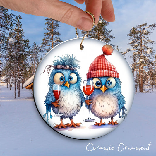 You and Me Funny Bird Christmas Ceramic Ornament 45-36