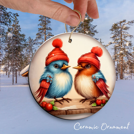 You and Me Funny Bird Christmas Ceramic Ornament 45-54