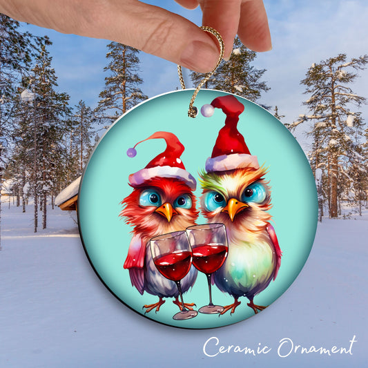 You and Me Funny Bird Christmas Ceramic Ornament 45-72