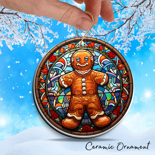 Gingerbread Man Christmas Ceramic Ornament 15-28