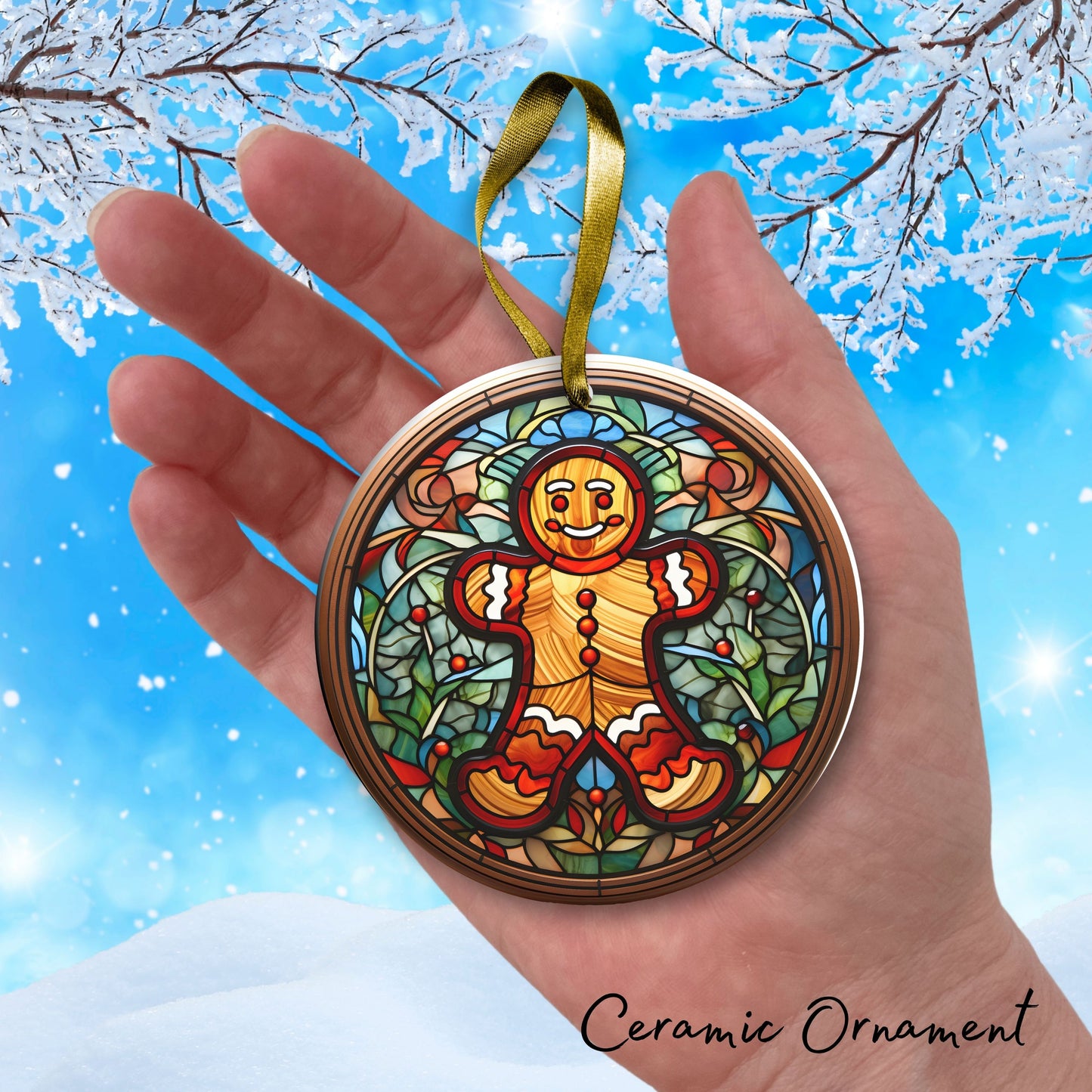 Gingerbread Man Christmas Ceramic Ornament 15-29