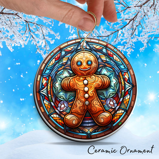 Gingerbread Man Christmas Ceramic Ornament 15-30