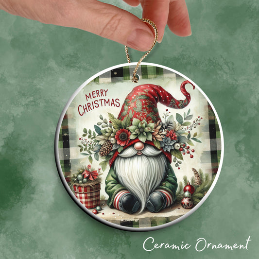 Gnome Christmas Ceramic Ornament 32-26