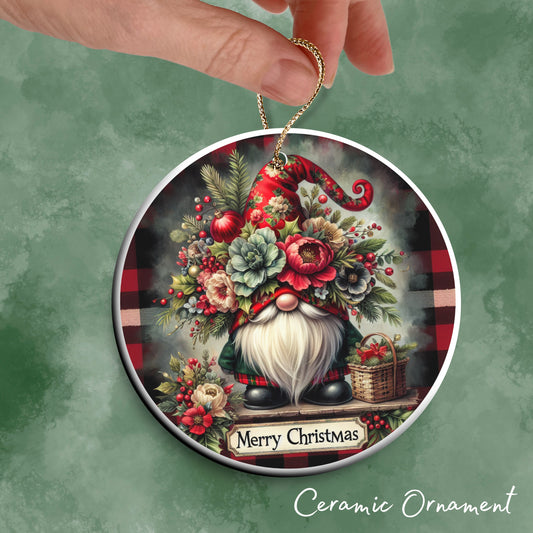 Gnome Christmas Ceramic Ornament 32-27