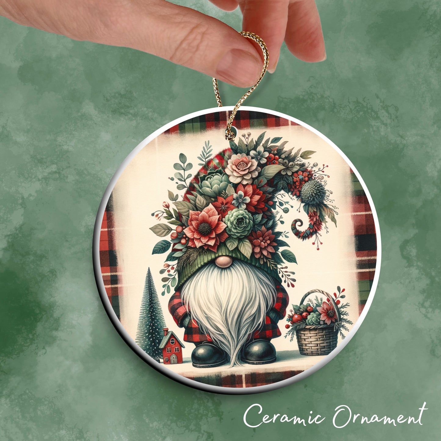 Gnome Christmas Ceramic Ornament 32-30