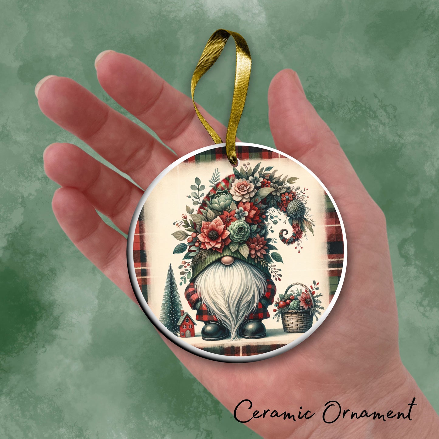 Gnome Christmas Ceramic Ornament 32-30