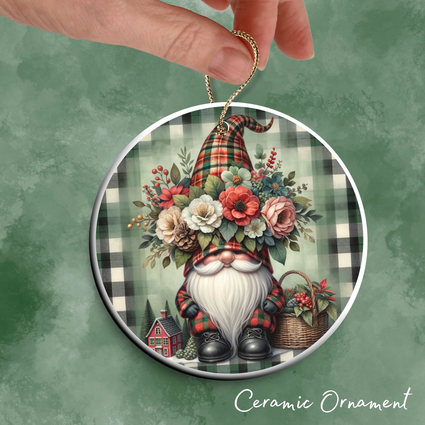 Gnome Christmas Ceramic Ornament 32-34