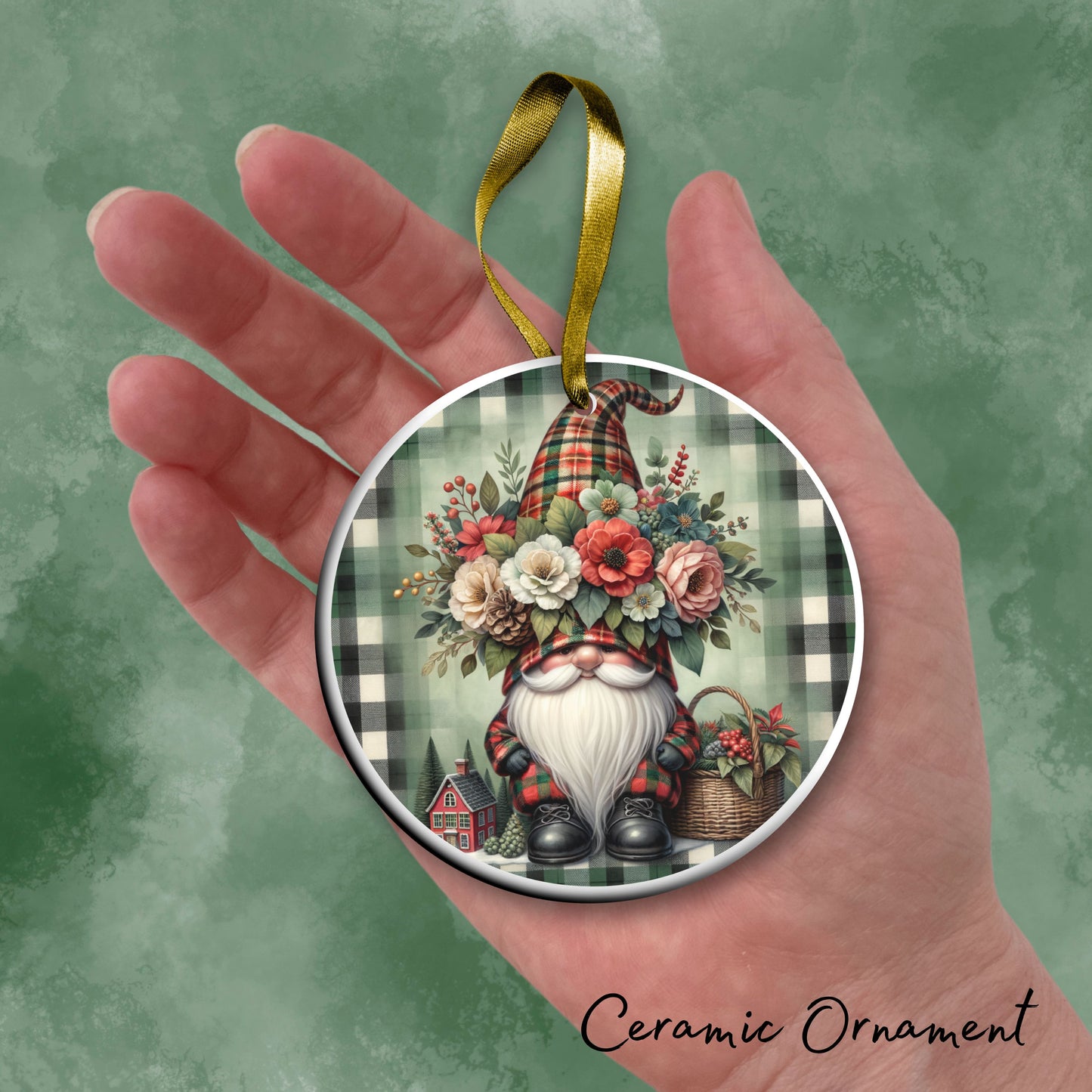 Gnome Christmas Ceramic Ornament 32-34