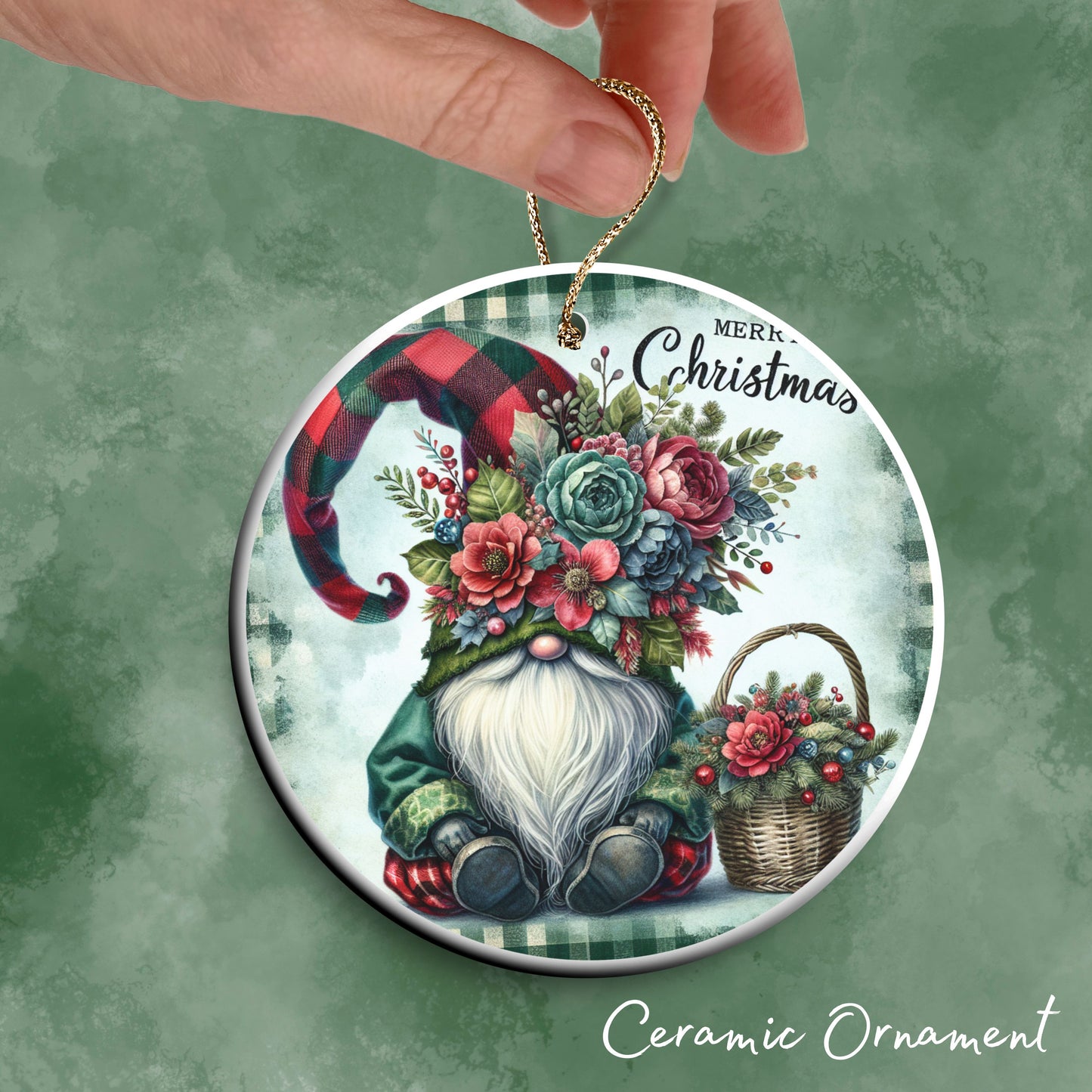 Gnome Christmas Ceramic Ornament 32-35