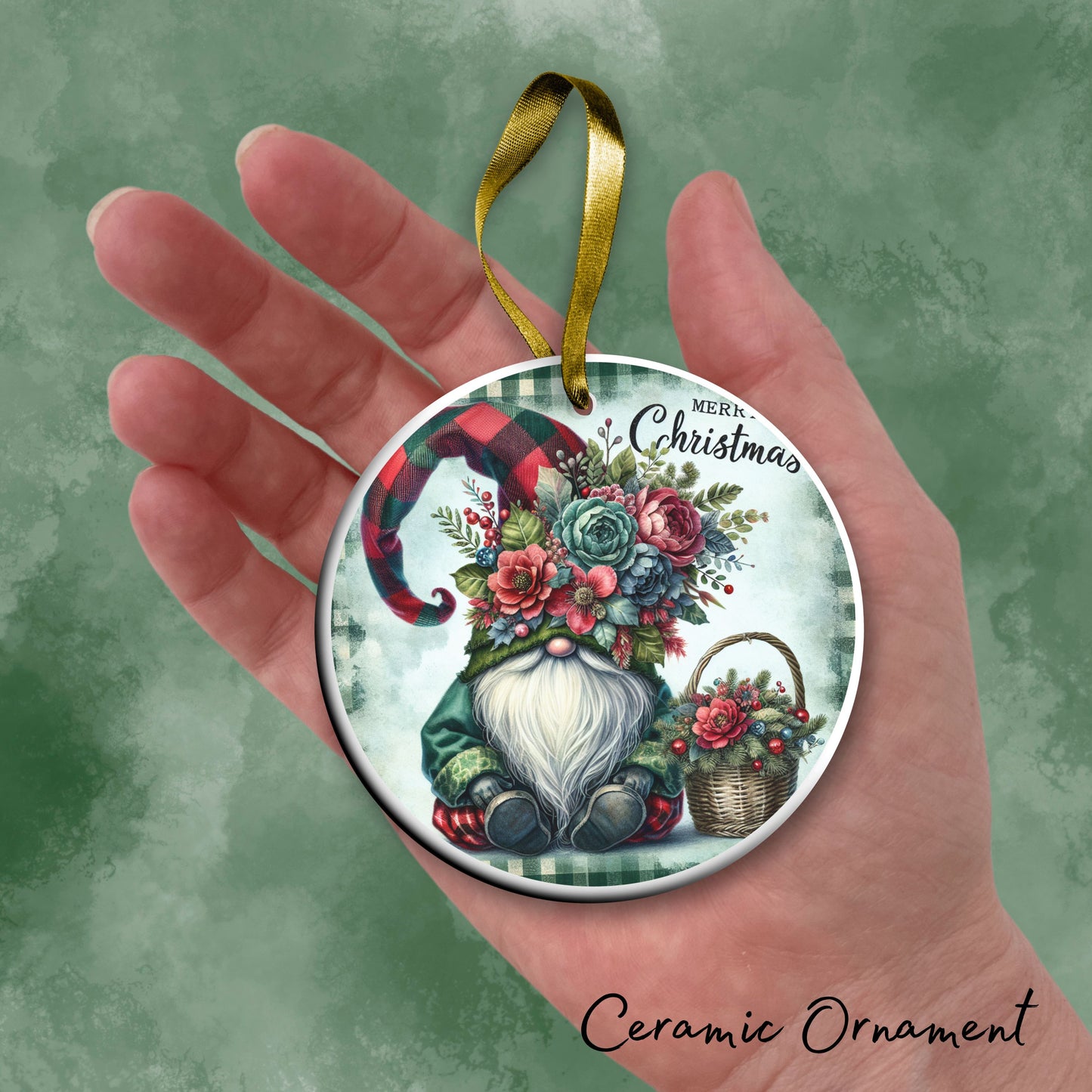 Gnome Christmas Ceramic Ornament 32-35