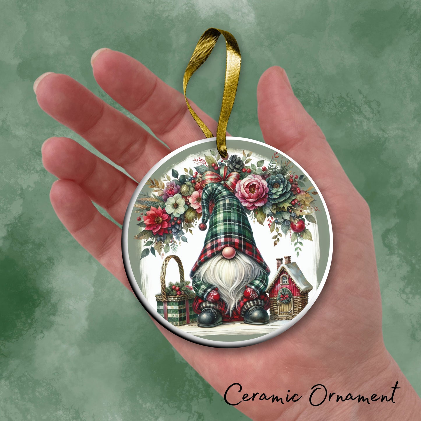 Gnome Christmas Ceramic Ornament 32-37