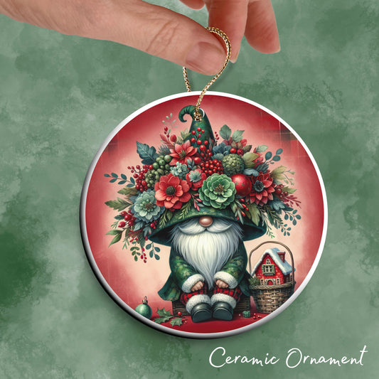 Gnome Christmas Ceramic Ornament 32-42