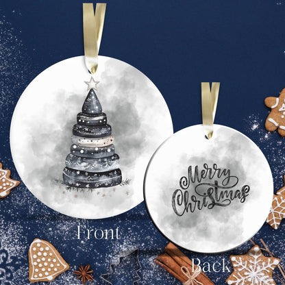 Gothic Christmas Decor Monochrome Black and White Ceramic Ornament 65-09