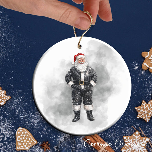 Gothic Christmas Decor Monochrome Black and White Ceramic Ornament 65-10