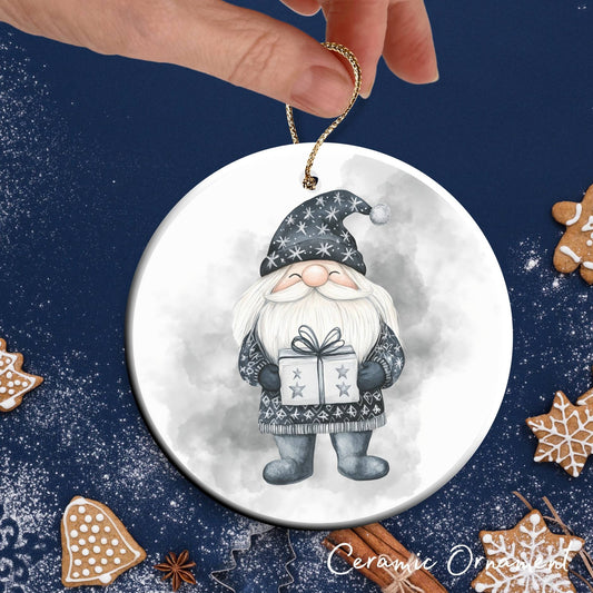 Gothic Christmas Decor Monochrome Black and White Ceramic Ornament 65-14