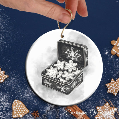 Gothic Christmas Decor Monochrome Black and White Ceramic Ornament 65-18