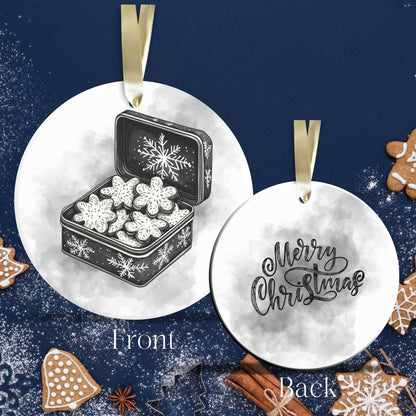 Gothic Christmas Decor Monochrome Black and White Ceramic Ornament 65-18