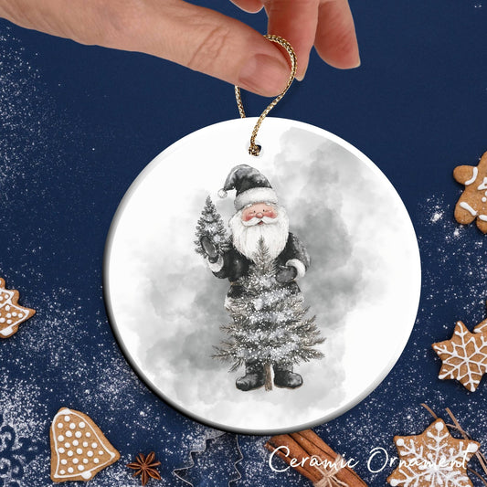 Gothic Christmas Decor Monochrome Black and White Ceramic Ornament 65-19