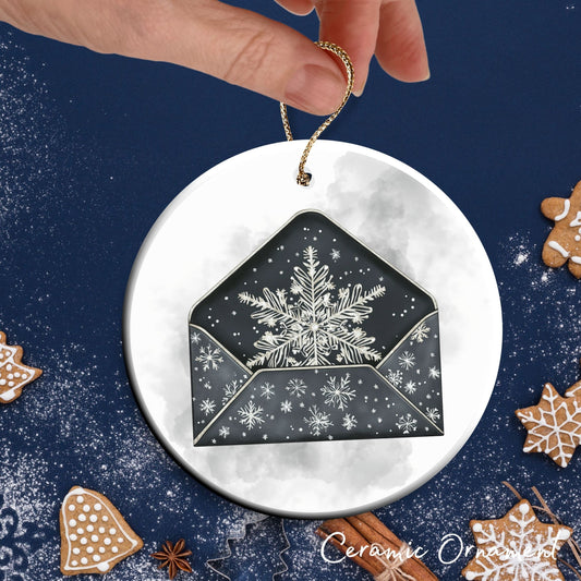 Gothic Christmas Decor Monochrome Black and White Ceramic Ornament 65-27