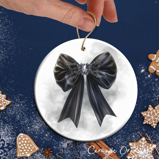 Gothic Christmas Decor Monochrome Black and White Ceramic Ornament 65-28