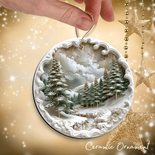 Green and Gold Christmas Ceramic Ornament 34-04