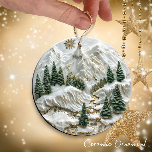 Green and Gold Christmas Ceramic Ornament 34-05