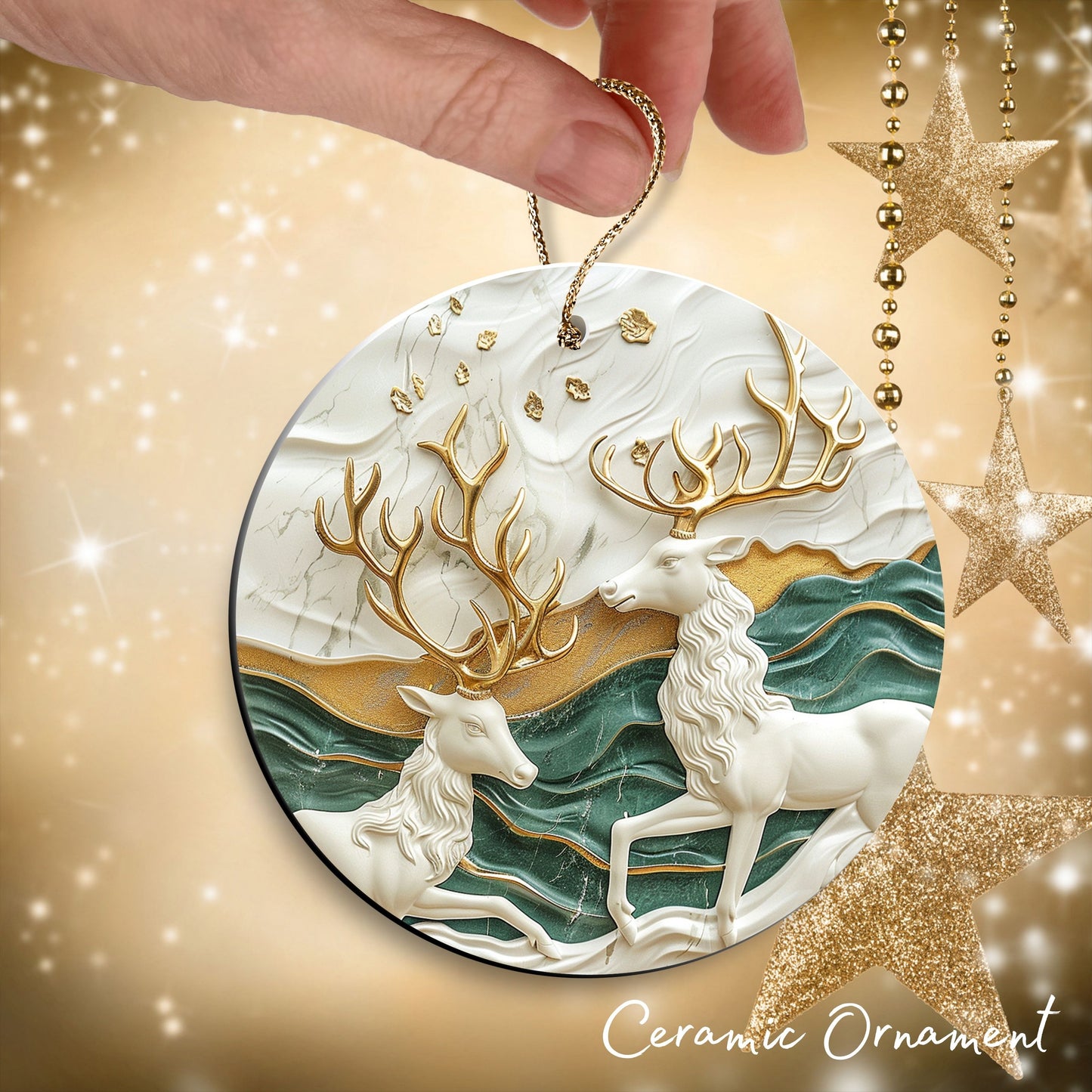 Christmas Reindeer Ceramic Ornament 34-06