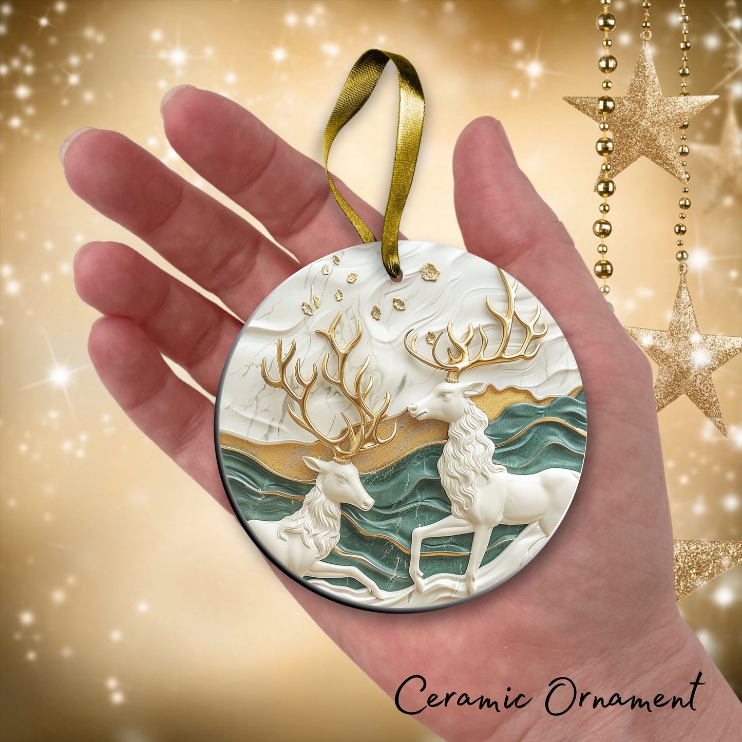 Christmas Reindeer Ceramic Ornament 34-06