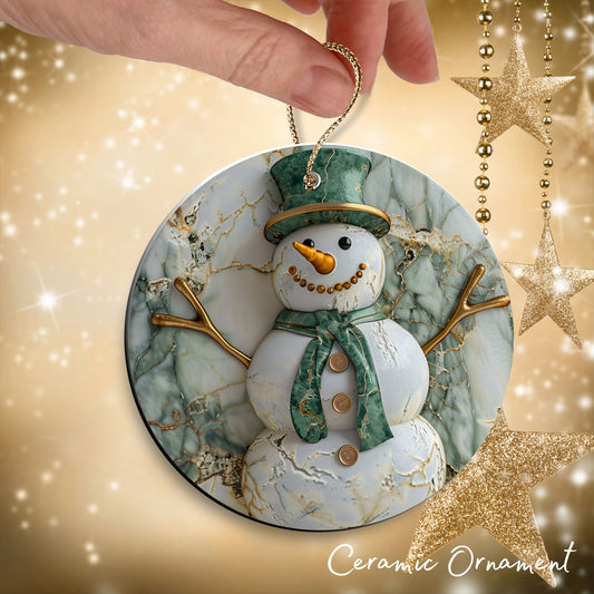 Christmas Snowman Ceramic Ornament 34-12