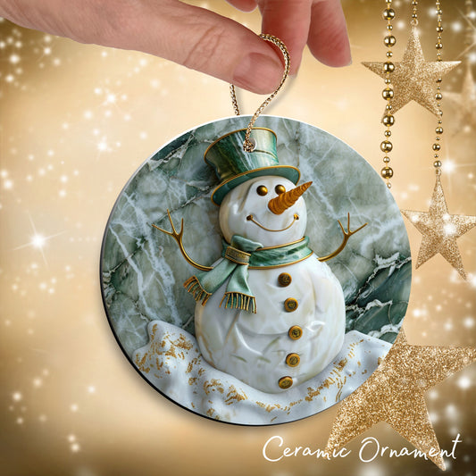 Christmas Snowman Ceramic Ornament 34-13