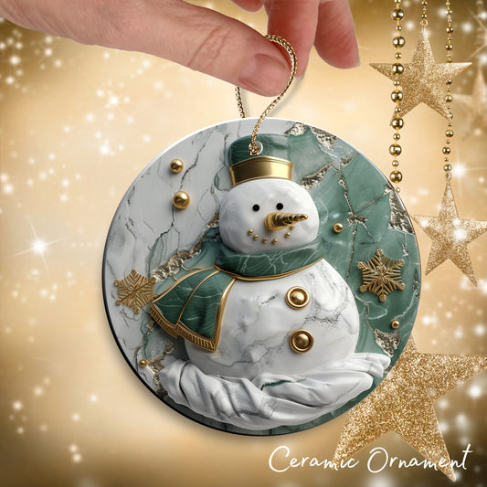 Christmas Snowman Ceramic Ornament 34-14