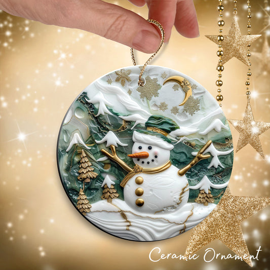 Christmas Snowman Ceramic Ornament 34-15