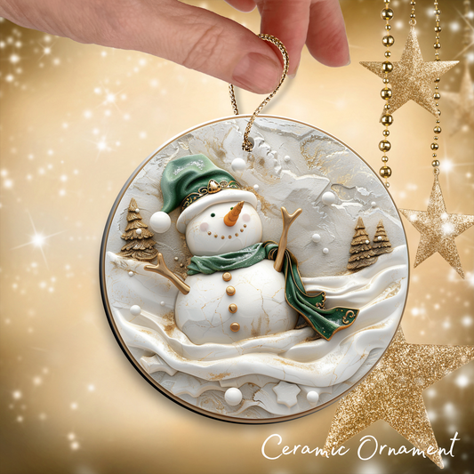 Christmas Snowman Ceramic Ornament 34-17