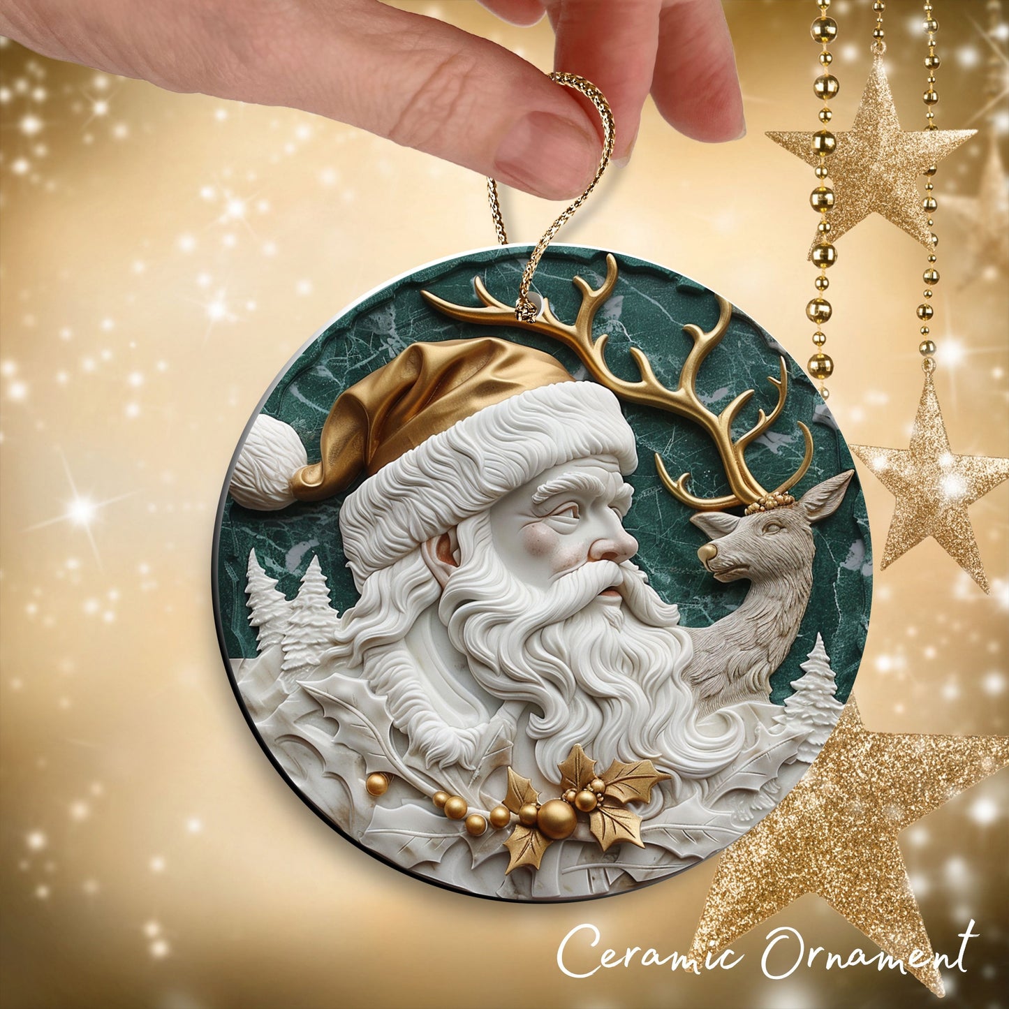 Christmas Santa Ceramic Ornament 34-29