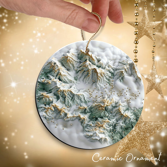 Christmas Gold and Green Ceramic Ornament 34-56