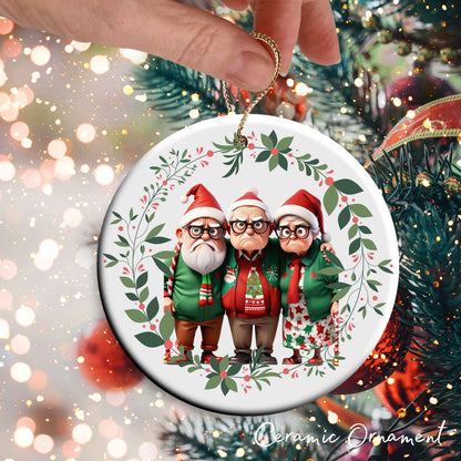 Grumpy Christmas Grandparents Ceramic Ornament 52-17