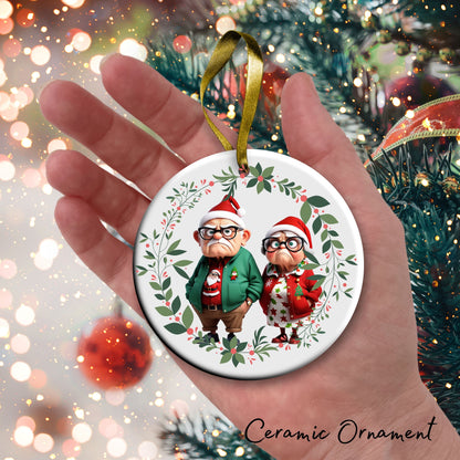 Grumpy Christmas Grandparents Ceramic Ornament 52-21