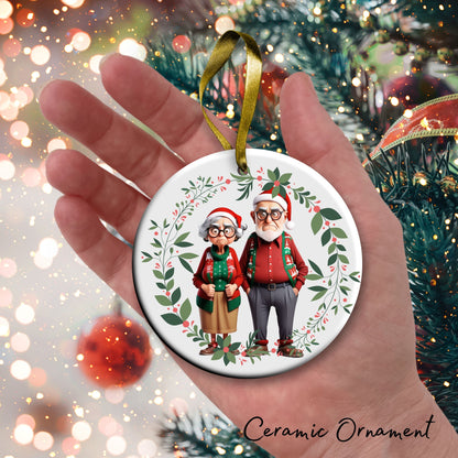 Grumpy Christmas Grandparents Ceramic Ornament 52-31