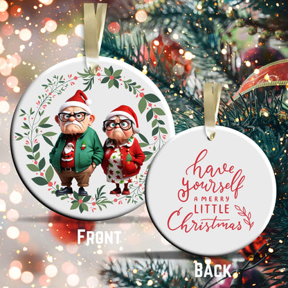 Grumpy Christmas Grandparents Ceramic Ornament 52-21