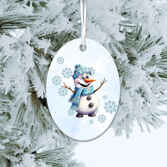 Happy Snowman Ceramic Ornament 30-37