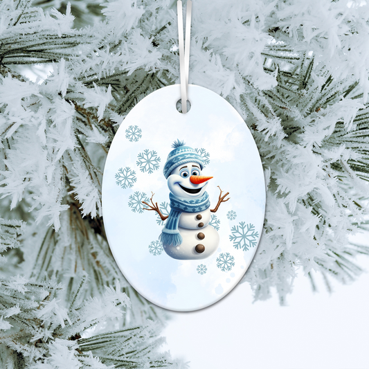 Happy Snowman Ceramic Ornament 30-39