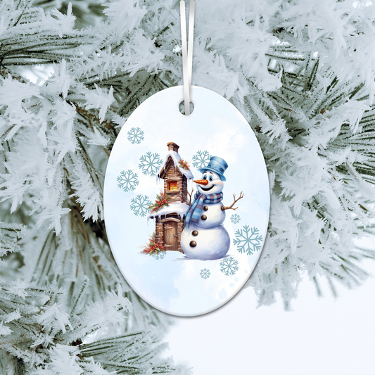 Happy Snowman Ceramic Ornament 30-43