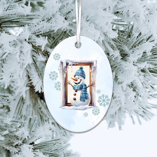 Happy Snowman Ceramic Ornament 30-47