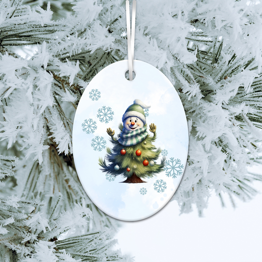 Happy Snowman Ceramic Ornament 30-52