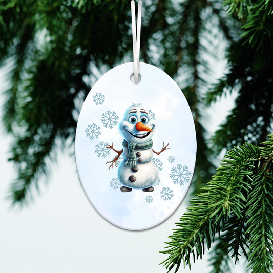 Happy Snowman Ceramic Ornament 30-34