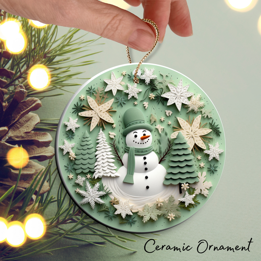 Let It Snow Snowman Ceramic Ornament 27-01